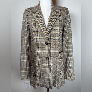 CAbi Pastime Blazer Jacket Multicolor Plaid Stretchy Rayon Blend Women's Size 0